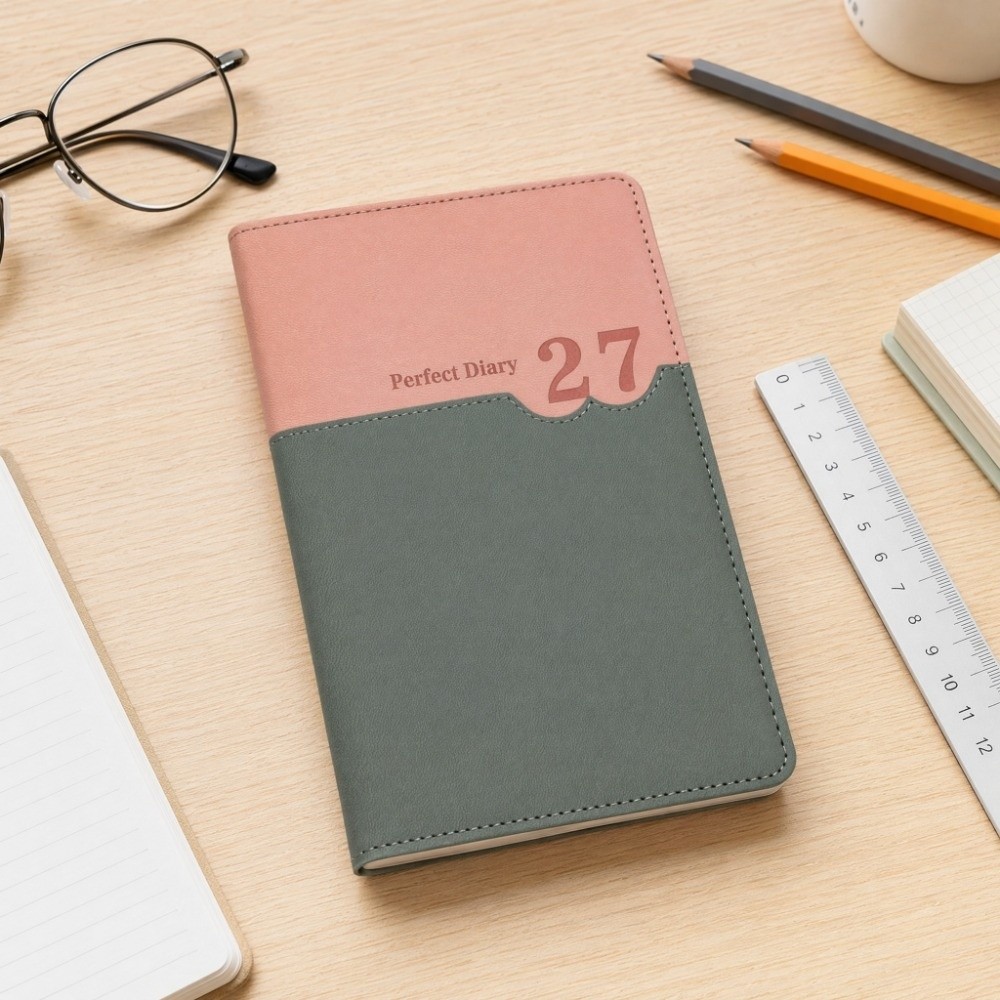 Leather Work Diary Covers - Perencana Kerja Kantor 2027, Buku Catatan