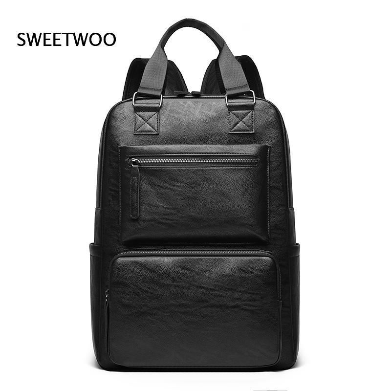 Ransel Laptop Kulit Imitasi Pr - Leather Work Rucksack Mens ulasan dan harga
